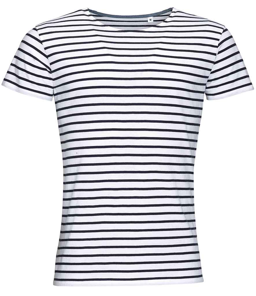 SOL'S Miles Striped T-Shirt - White/Navy