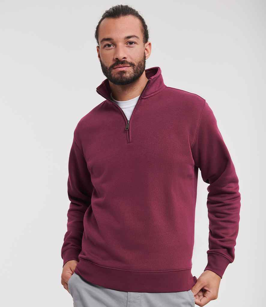 Russell Russell Athletic Authentic Zip Neck Sweatshirt Burgundy