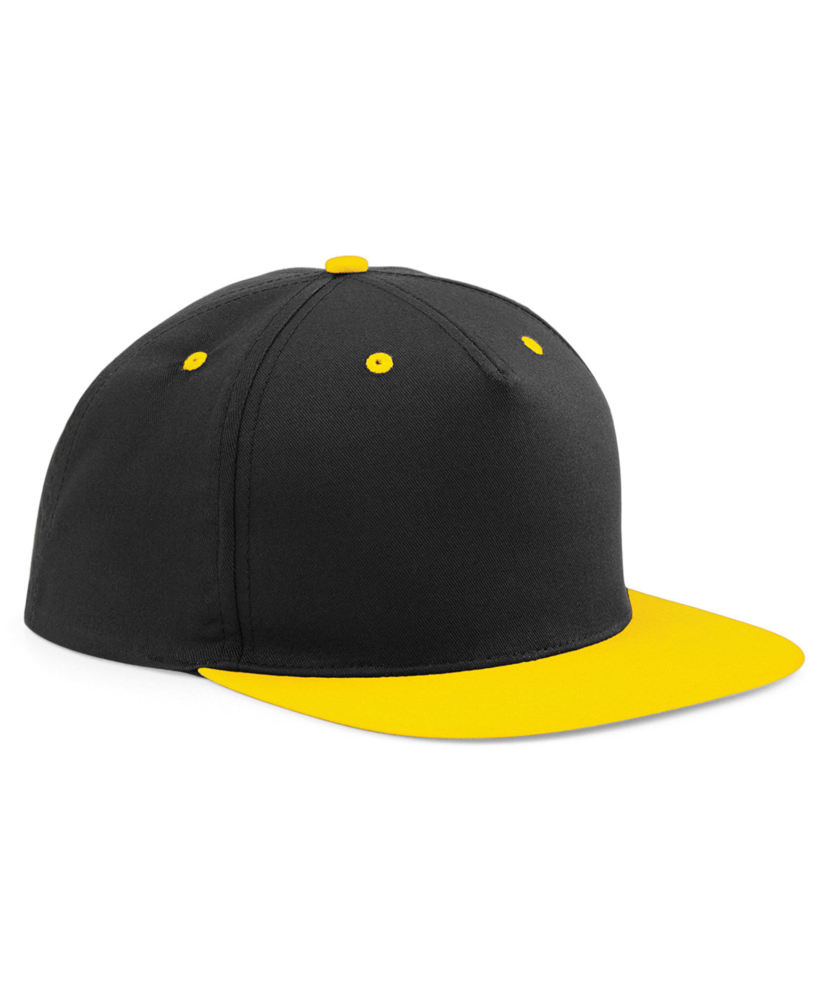 Beechfield 5-panel contrast snapback Black/Yellow