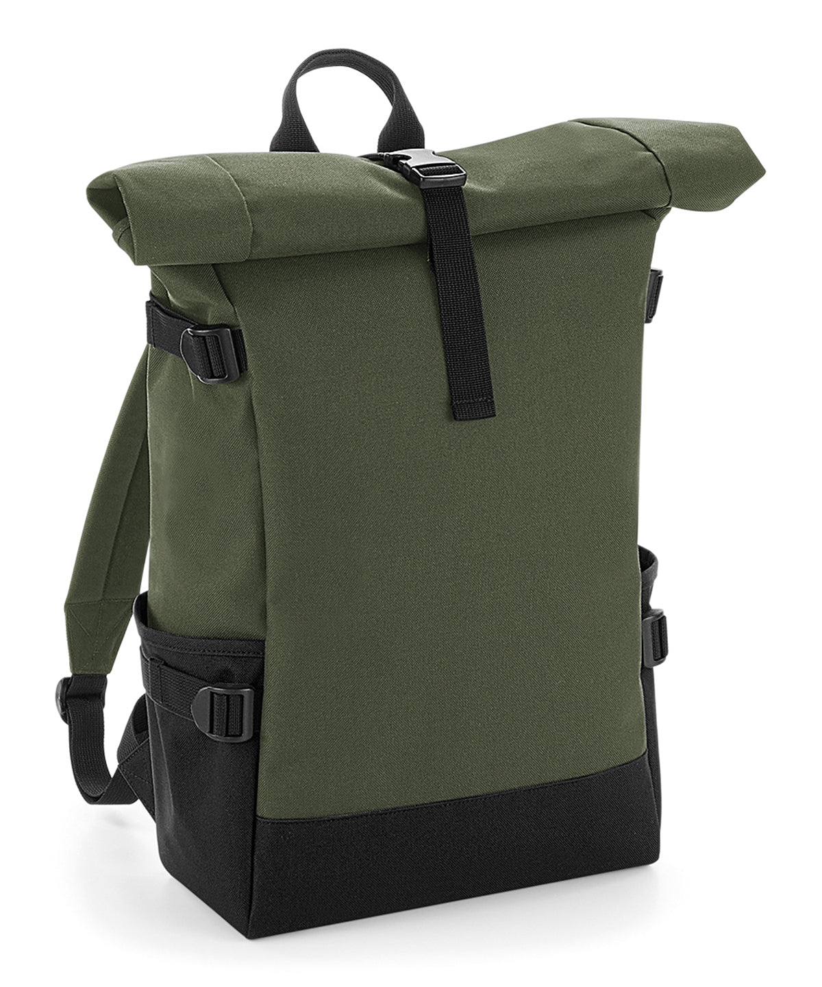 BagBase Block roll-top backpack Olive Green/Black