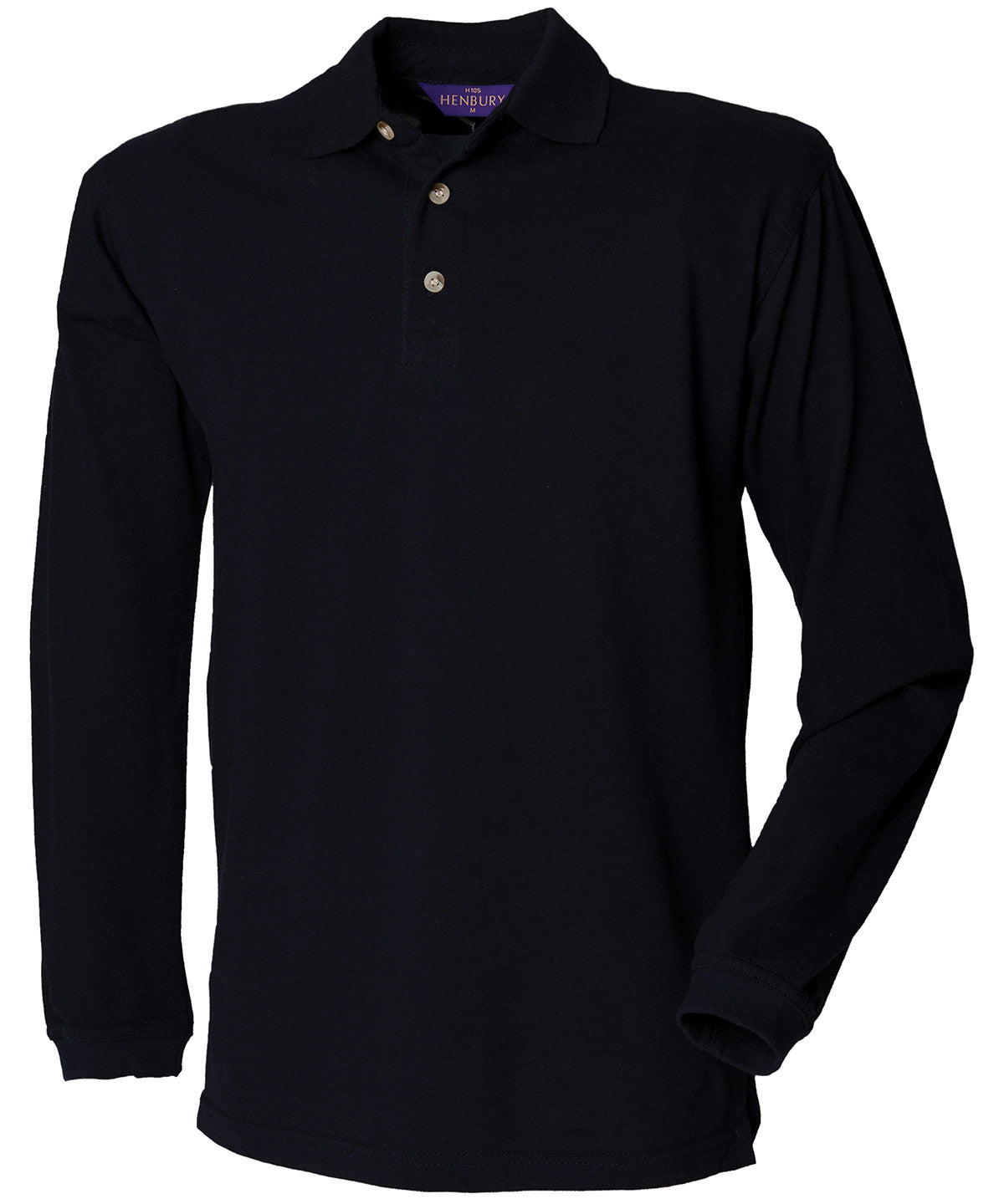 Henbury Long sleeve cotton polo shirt Navy