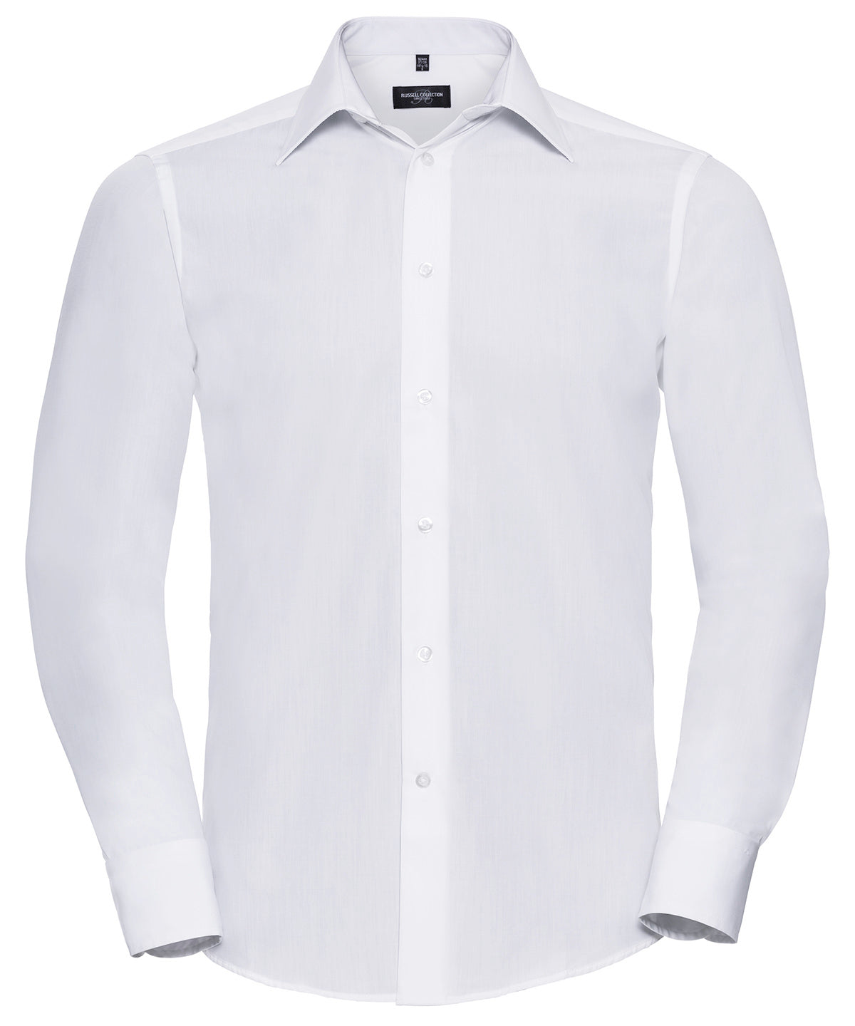Russell Long sleeve polycotton easycare fitted poplin shirt White