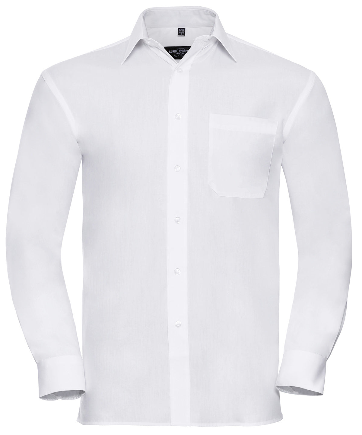 Russell Long sleeve pure cotton easycare poplin shirt White