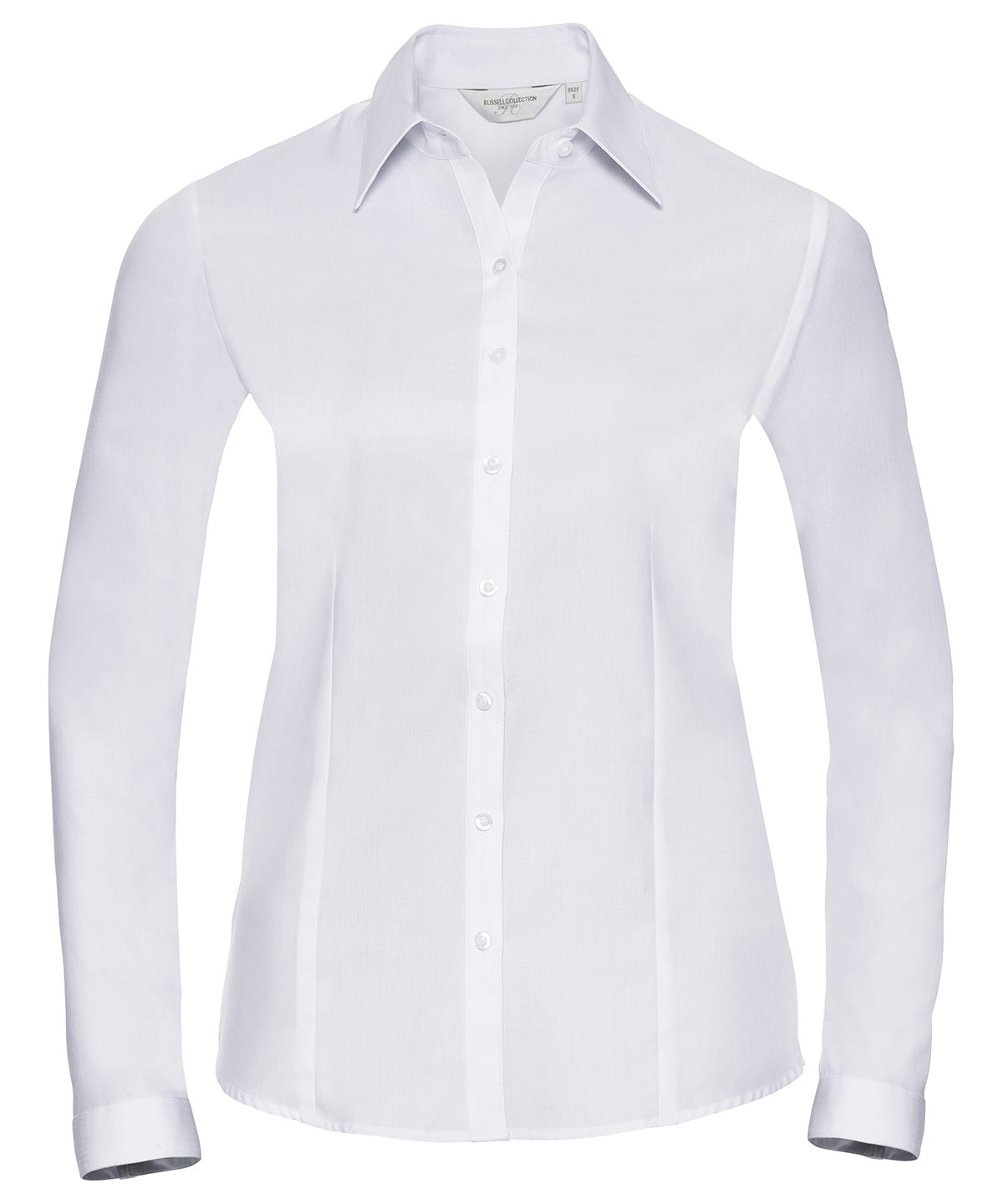 Russell Women's long sleeve herringbone shirt White
