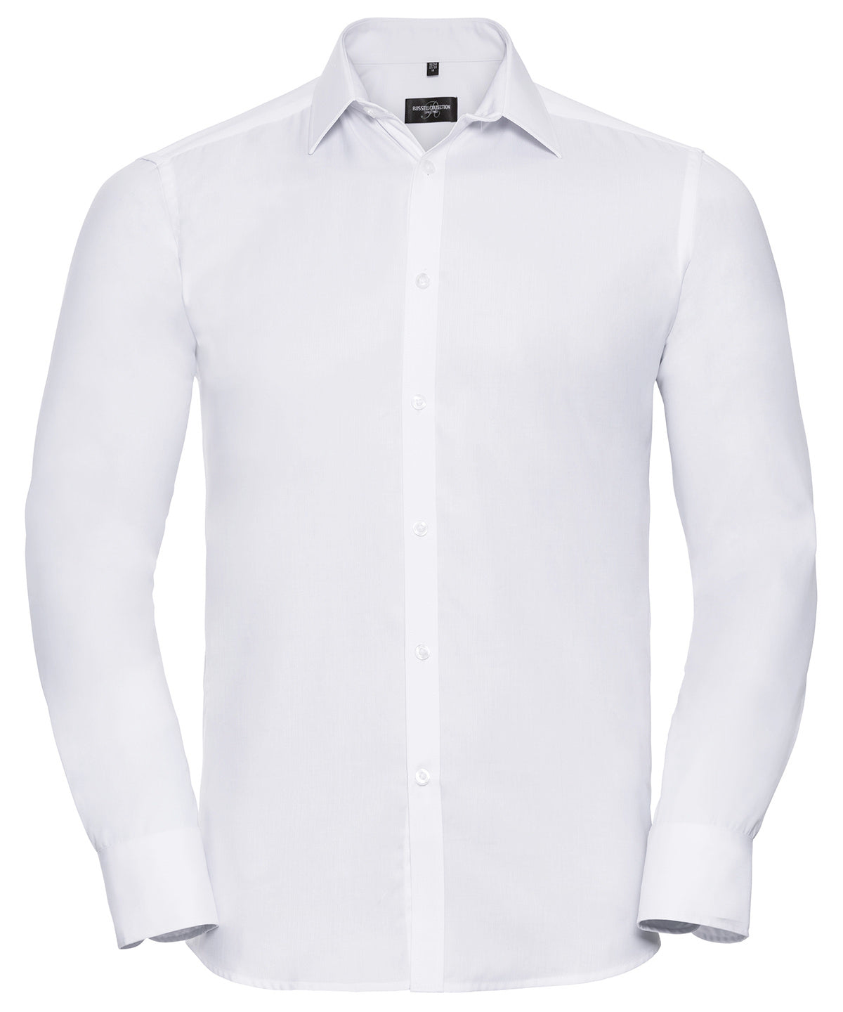 Russell Long sleeve herringbone shirt White
