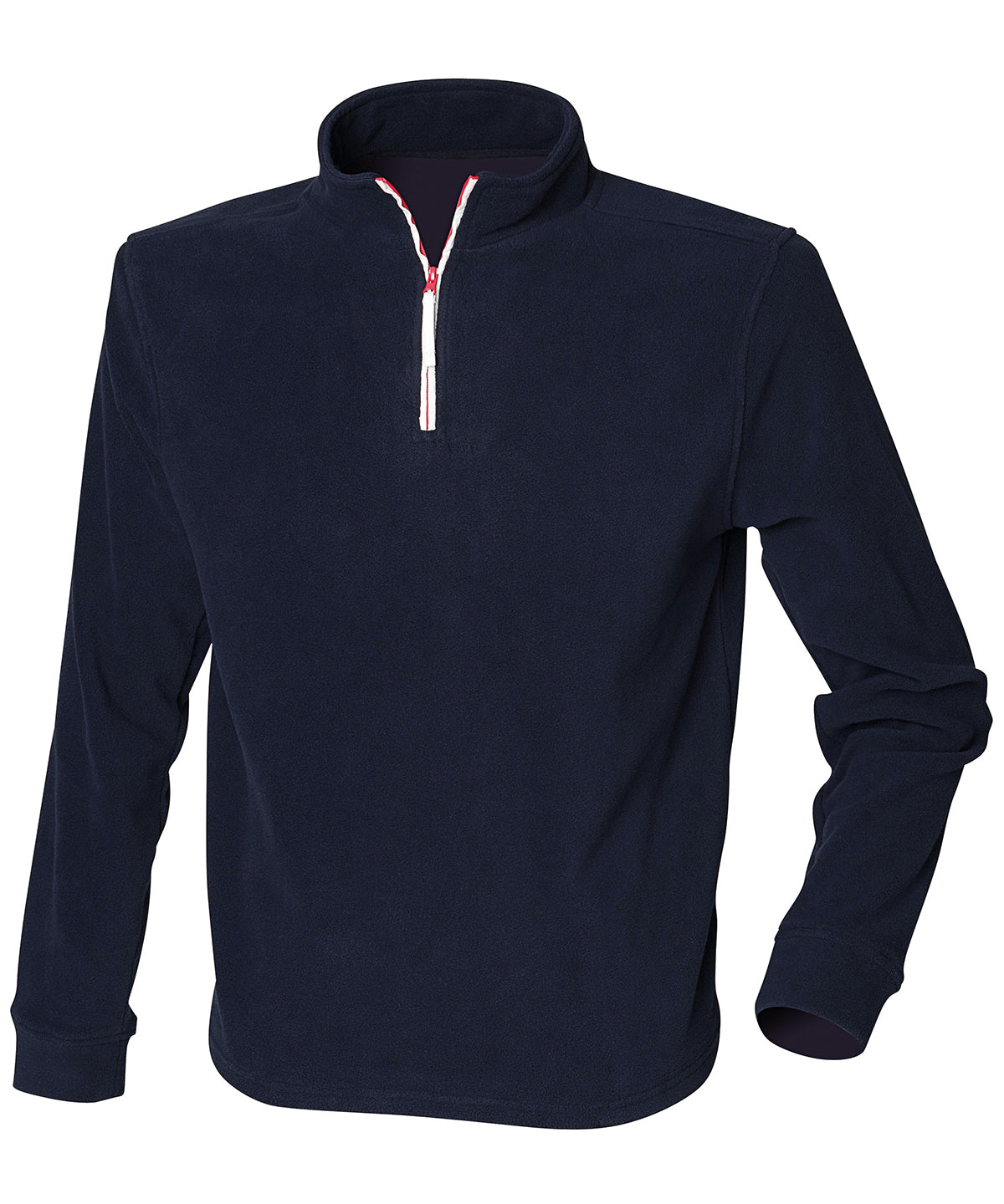 Finden & Hales ¼ zip long sleeve fleece piped Navy/White/Red