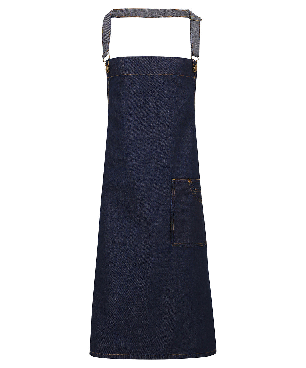 Premier District waxed-look denim bib apron Indigo Denim