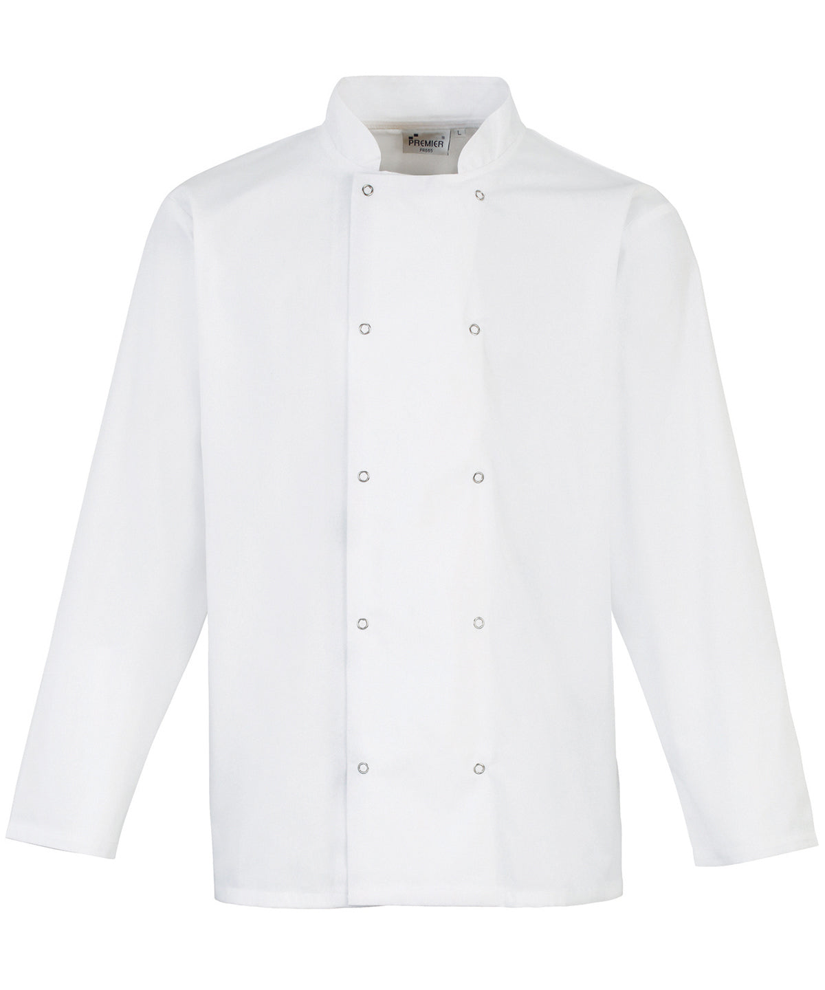 Premier Studded front long sleeve chef's jacket White
