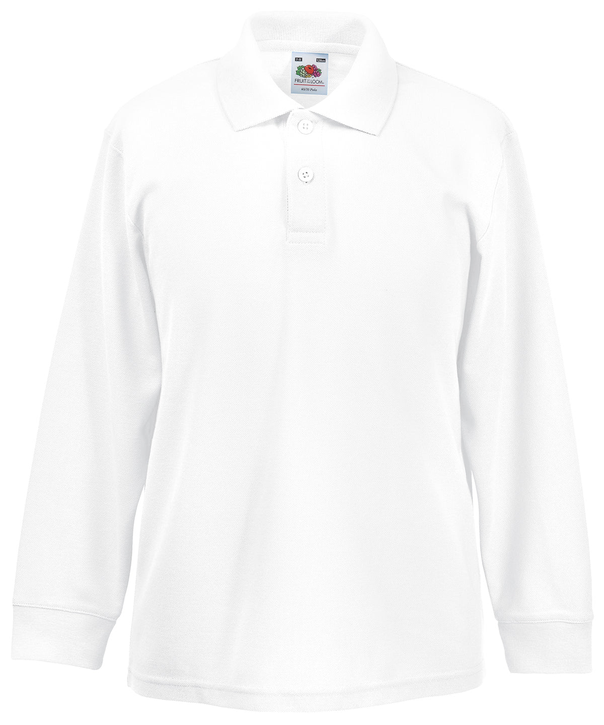 Fruit of the Loom Kids long sleeve 65/35 polo White