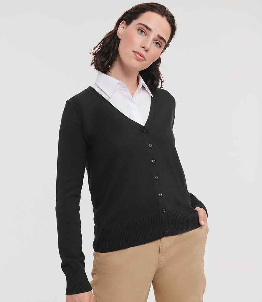 Russell Athletic Collection Ladies Cotton Acrylic V Neck Cardigan