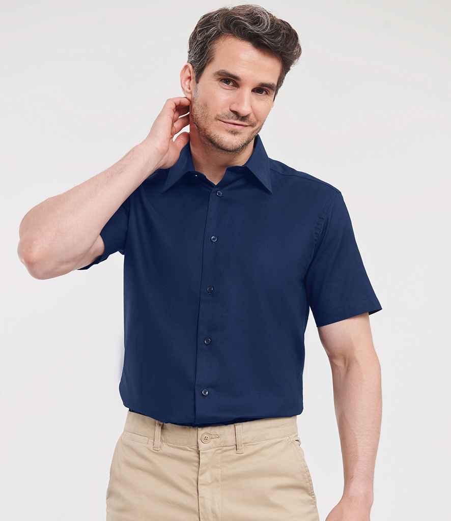 Russell Russell Athletic Collection Short Sleeve Tailored Oxford Shirt Bright Navy