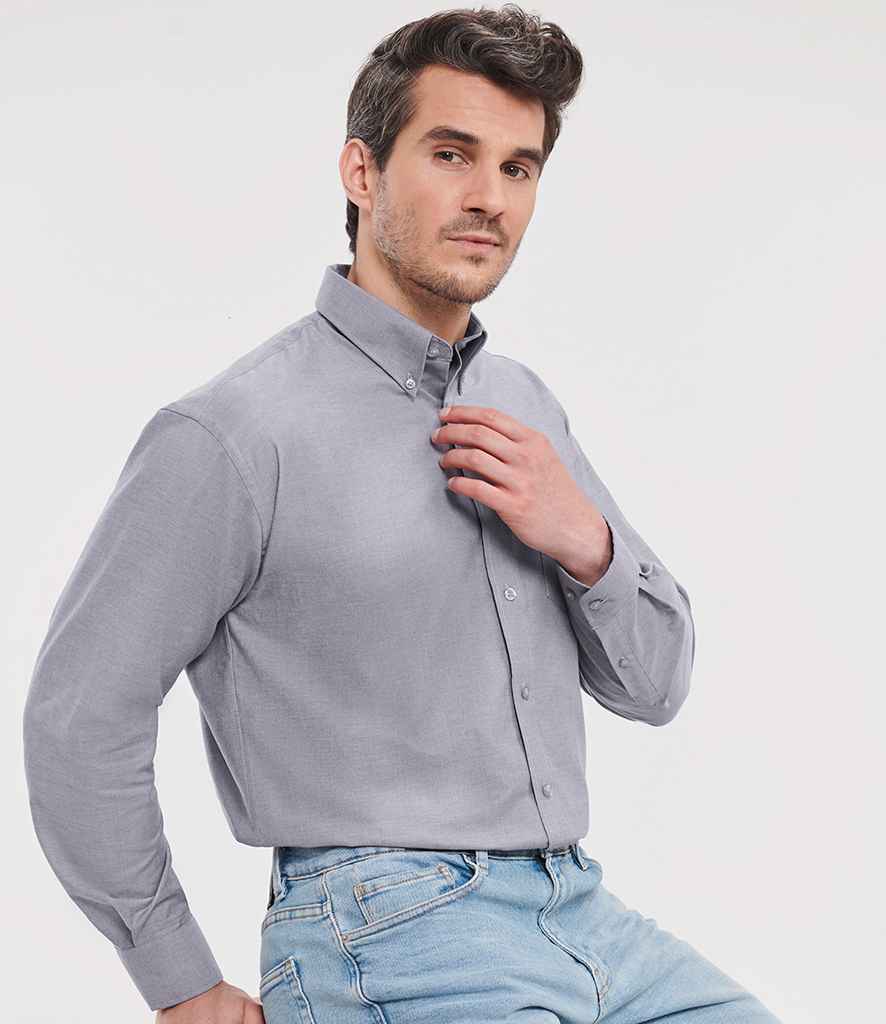 Russell Russell Athletic Collection Long Sleeve Easy Care Oxford Shirt Silver
