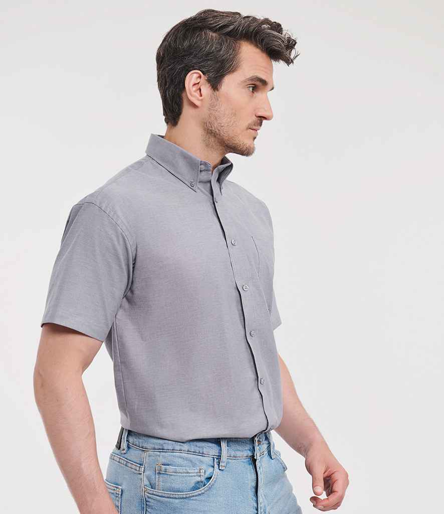 Russell Russell Athletic Collection Short Sleeve Easy Care Oxford Shirt Silver