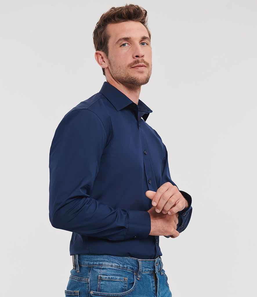 Russell Russell Athletic Collection Long Sleeve Ultimate Stretch Shirt Bright Navy