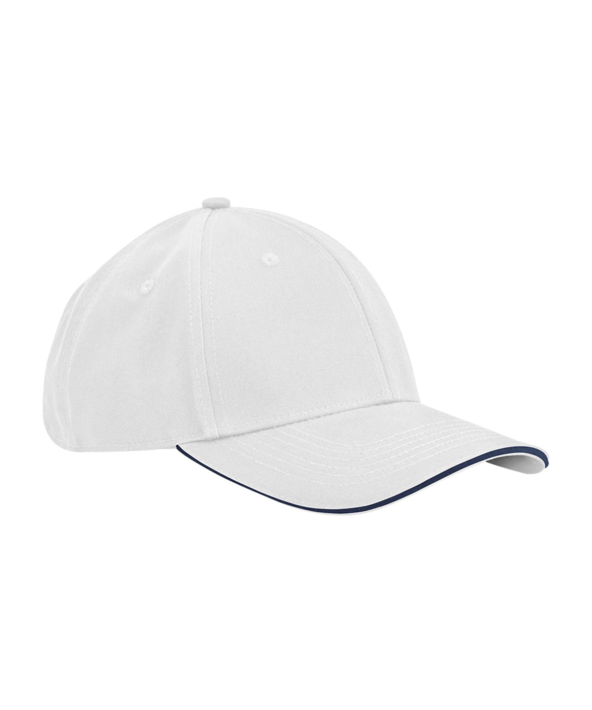Beechfield EarthAware® classic organic cotton 6-panel cap – sandwich peak White/French Navy