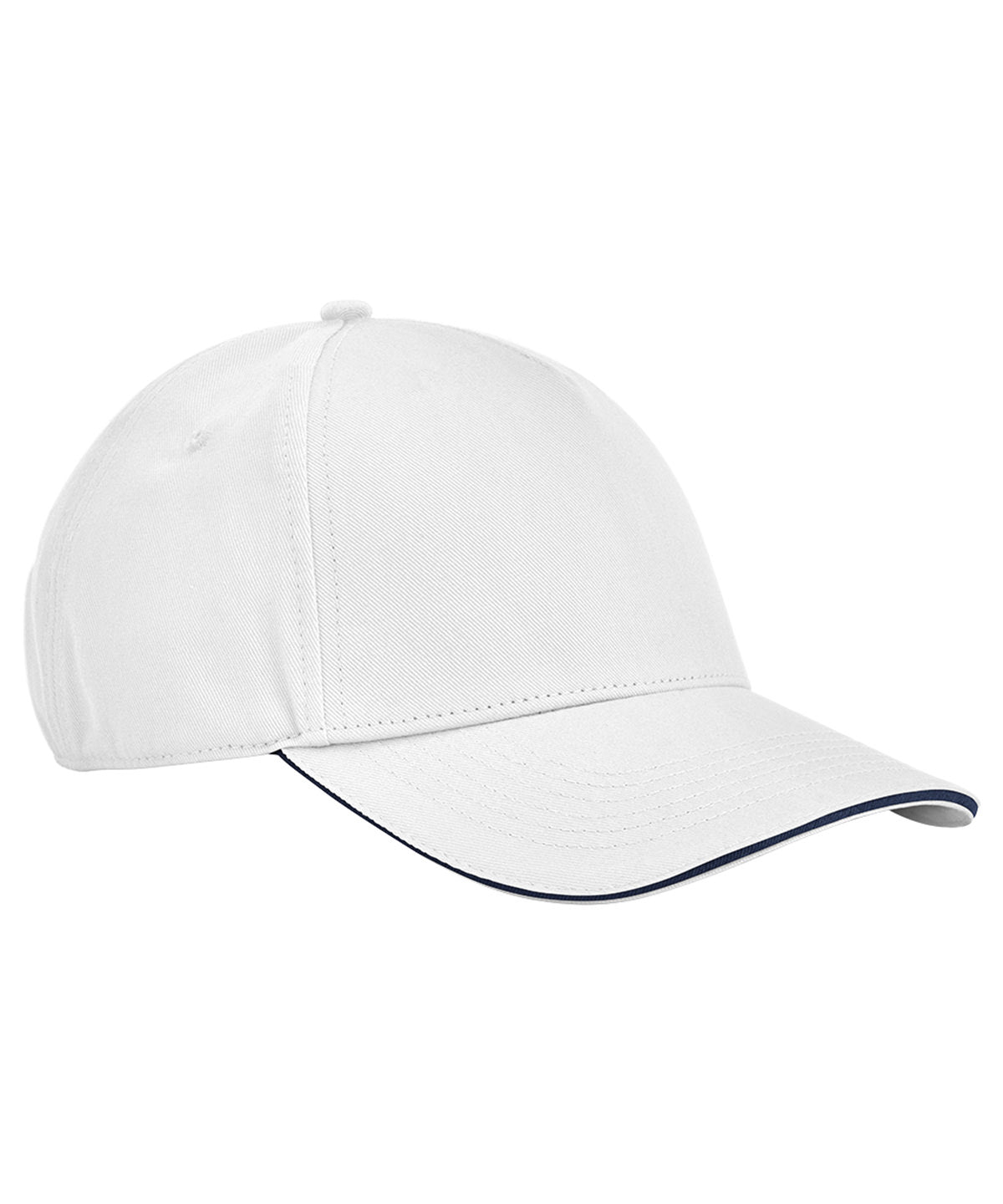 Beechfield EarthAware® classic organic cotton 5-panel cap – sandwich peak White/French Navy