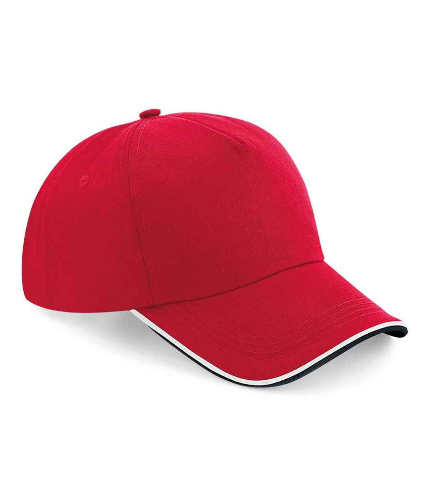 Beechfield Beechfield Authentic Piped 5 Panel Cap Classic Red/Black/White