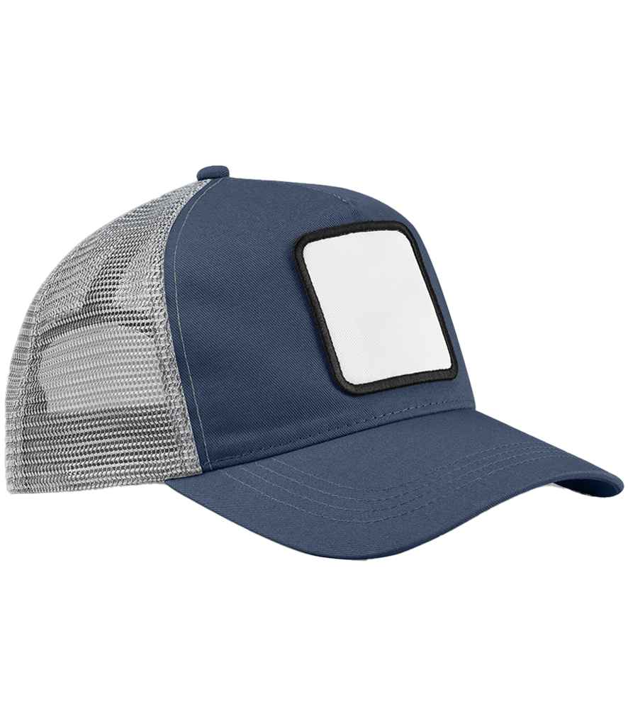 Beechfield Beechfield Appliqué Patch 5 Panel Trucker Cap Slate Blue/Light Grey