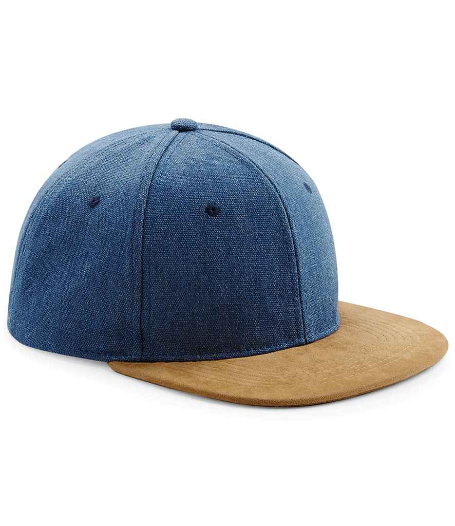 Beechfield Beechfield Suede Peak Snapback Cap Denim Blue