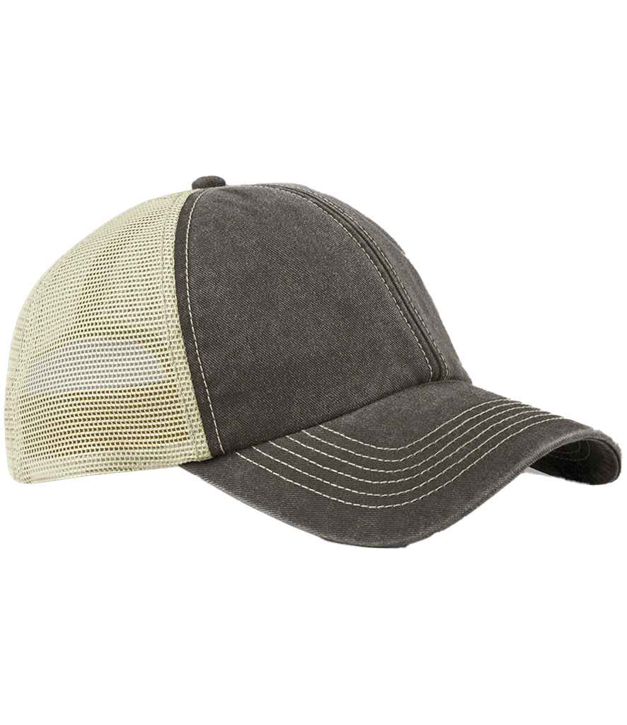 Beechfield Beechfield 6 Panel Vintage Trucker Cap Vintage Brown/Sky Blue