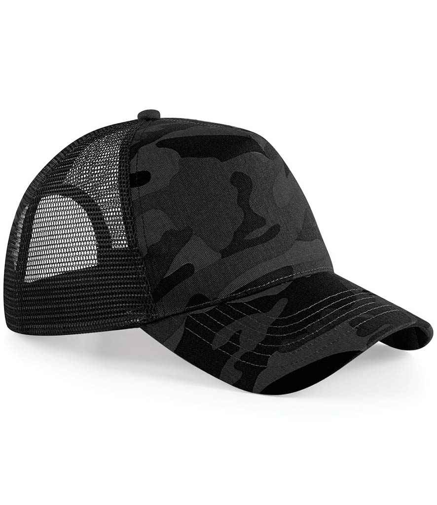 Beechfield Beechfield Camo Snapback Trucker Cap Midnight Camo