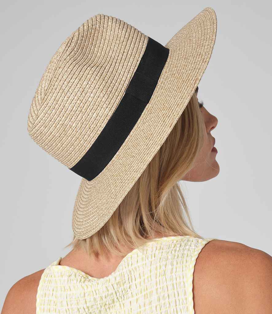 Beechfield Beechfield Straw Fedora Natural/Black