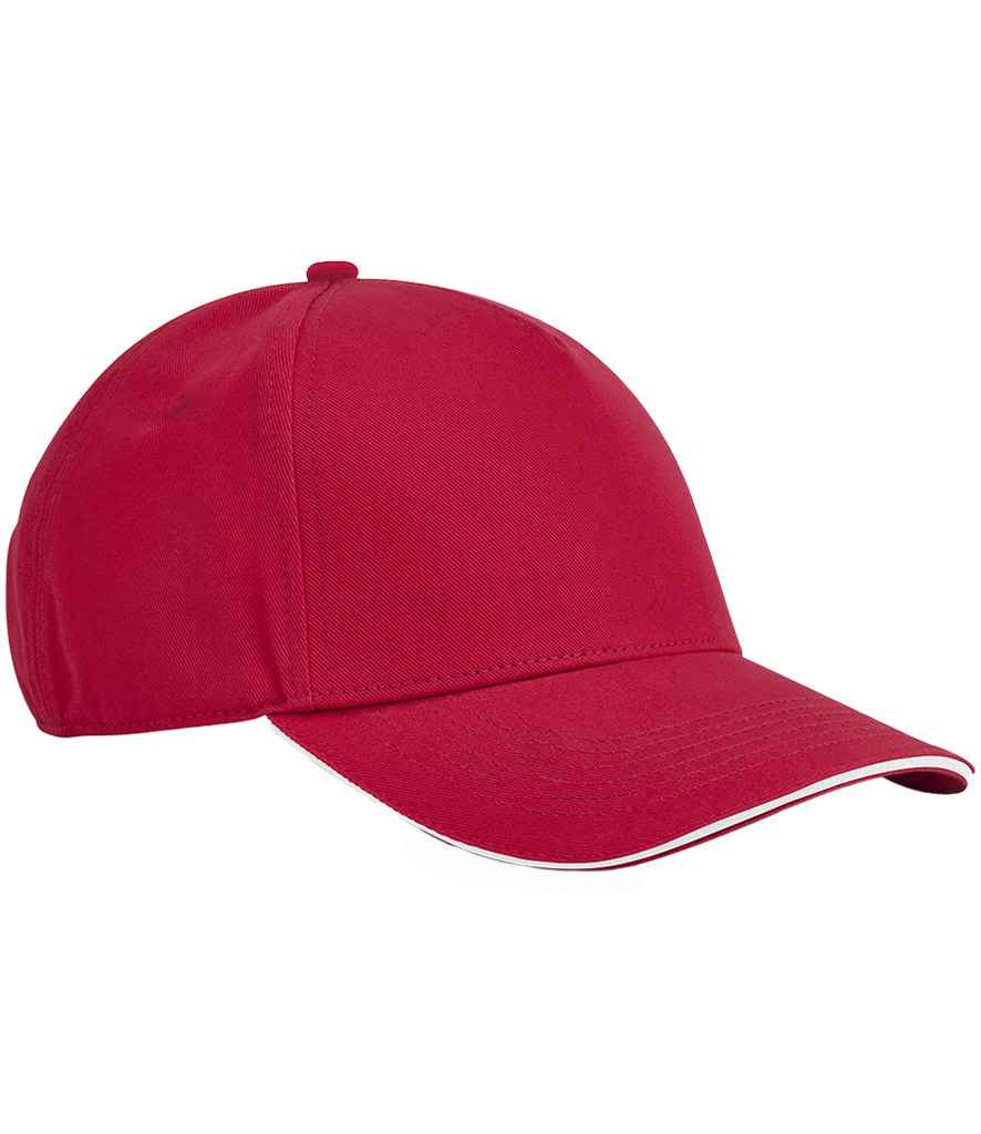 Beechfield Beechfield EarthAware® Classic Organic Cotton 5 Panel Sandwich Peak Cap Classic Red/White
