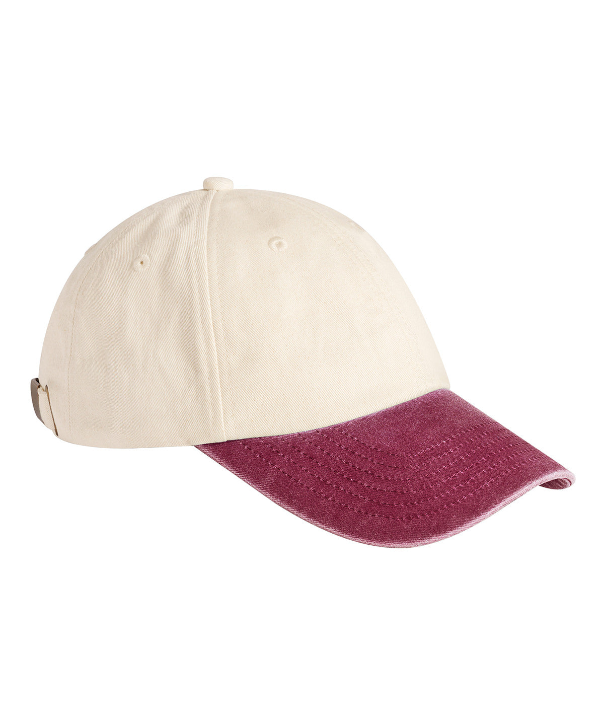 Beechfield Contrast peak low-profile vintage cap Natural/Vintage Red