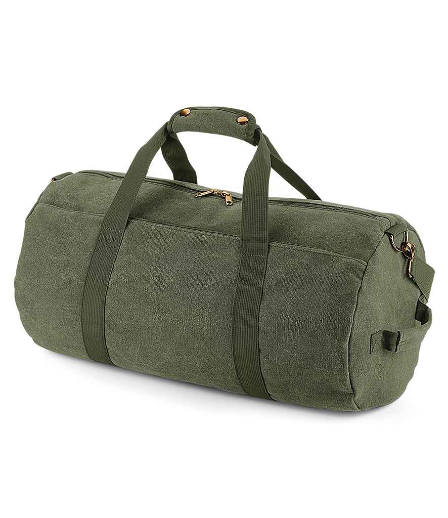 BagBase BagBase Vintage Canvas Barrel Bag Vintage Military Green