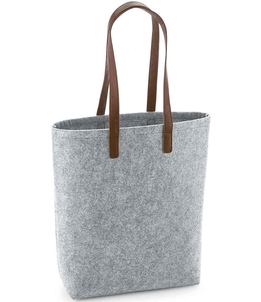 BagBase BagBase Premium Felt Tote Bag Grey Melange/Tan