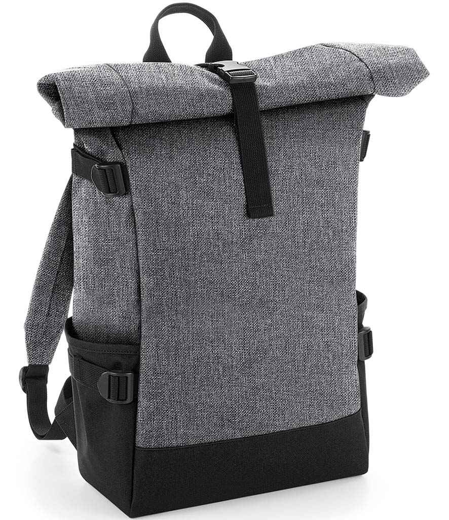 BagBase BagBase Block Roll-Top Backpack Grey Marl/Black