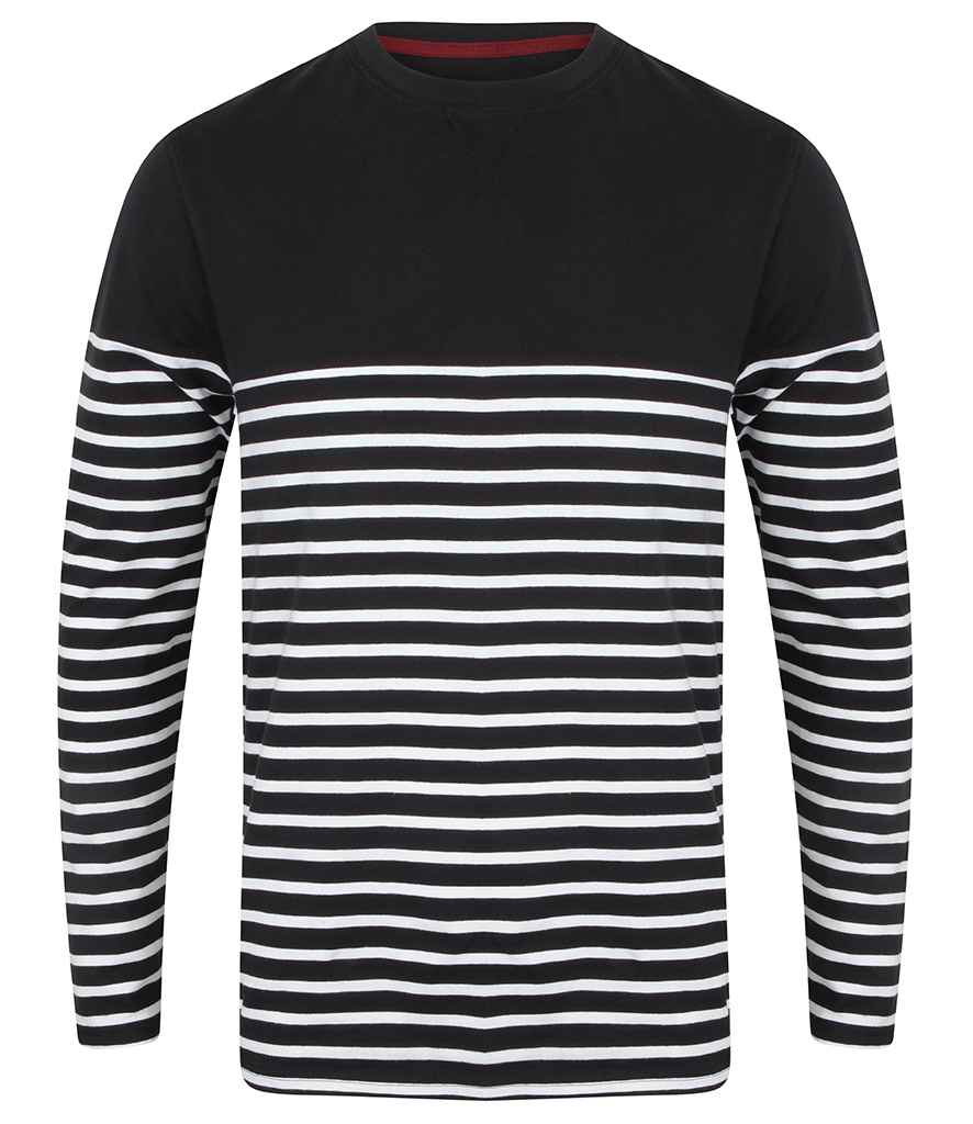 Front Row Unisex Long Sleeve Breton Striped T-Shirt - Navy/White