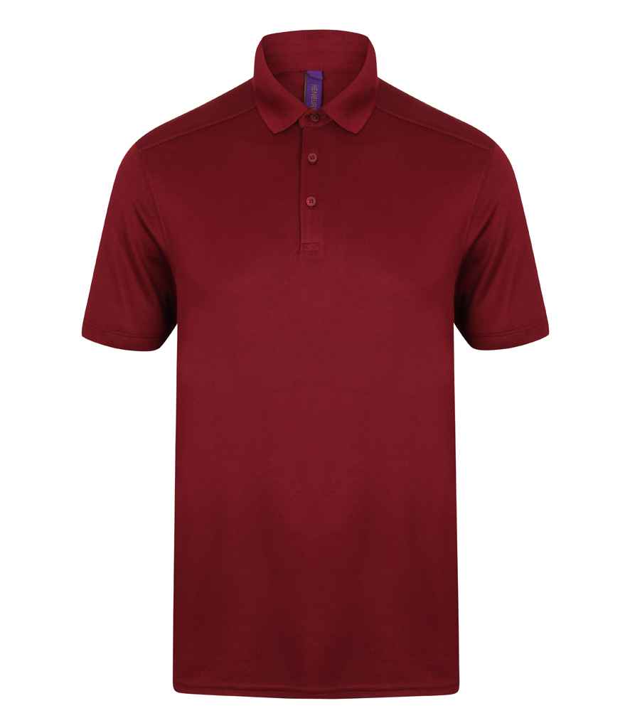 Henbury Henbury Slim Fit Stretch Microfine Piqué Polo Shirt Burgundy