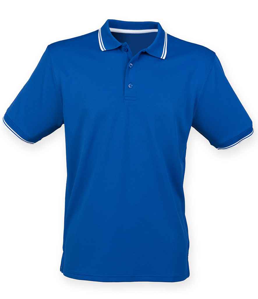 Henbury Henbury Coolplus® Tipped Polo Shirt Royal Blue/White