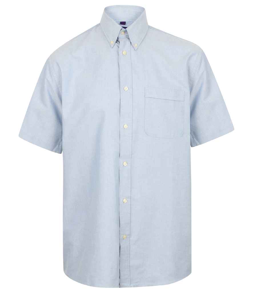 Henbury Henbury Short Sleeve Classic Oxford Shirt Blue