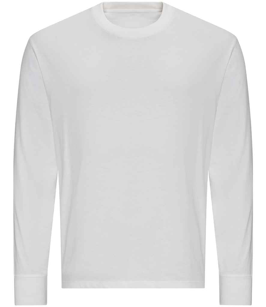 AWDis Unisex Oversize 100 Long Sleeve T-Shirt - White