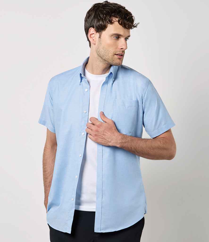Kustom Kit Short Sleeve Slim Fit Oxford Shirt - model image