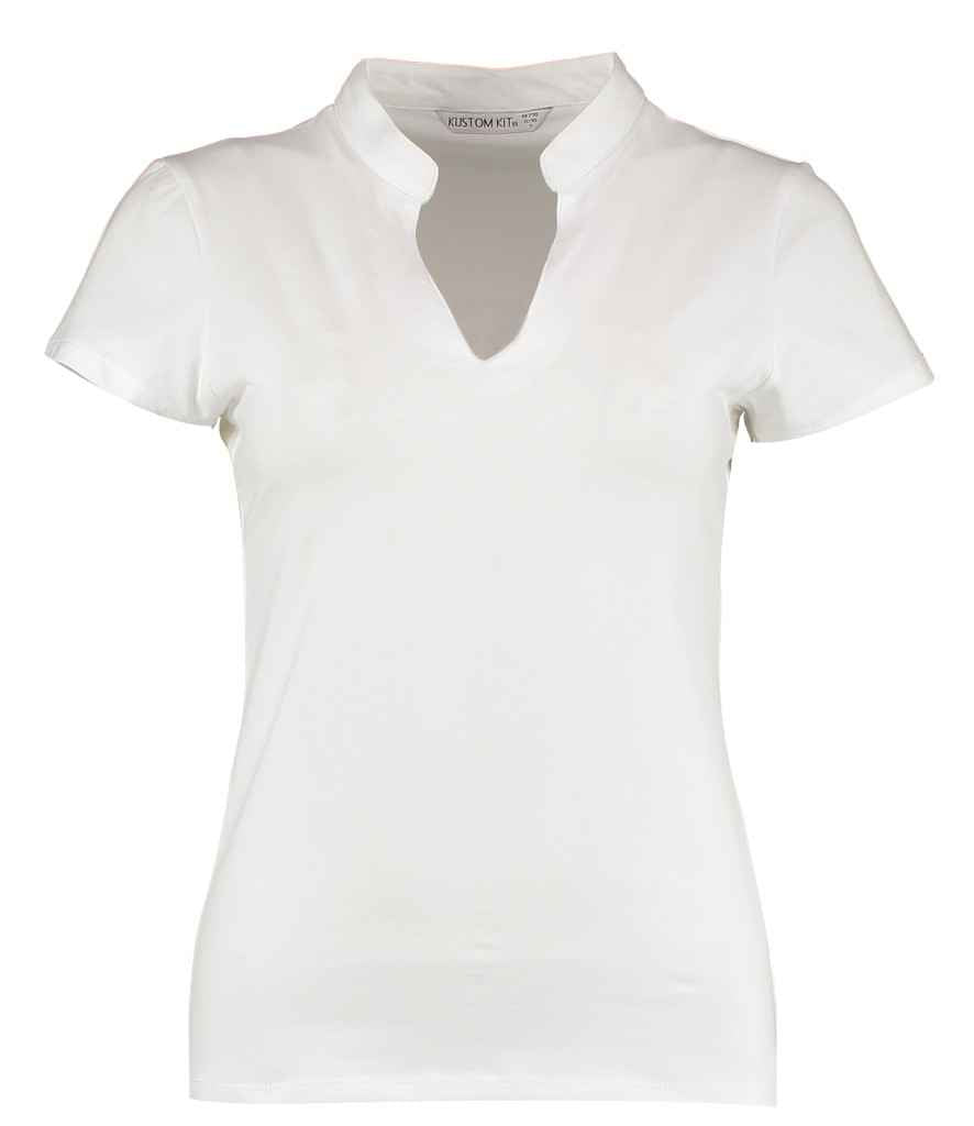 Kustom Kit Ladies V Neck Corporate Top - White