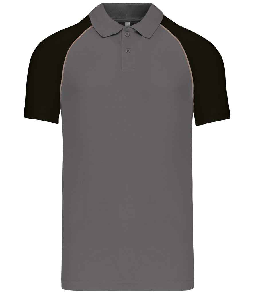 Kariban Kariban Baseball Cotton Piqué Polo Shirt Slate Grey/Black
