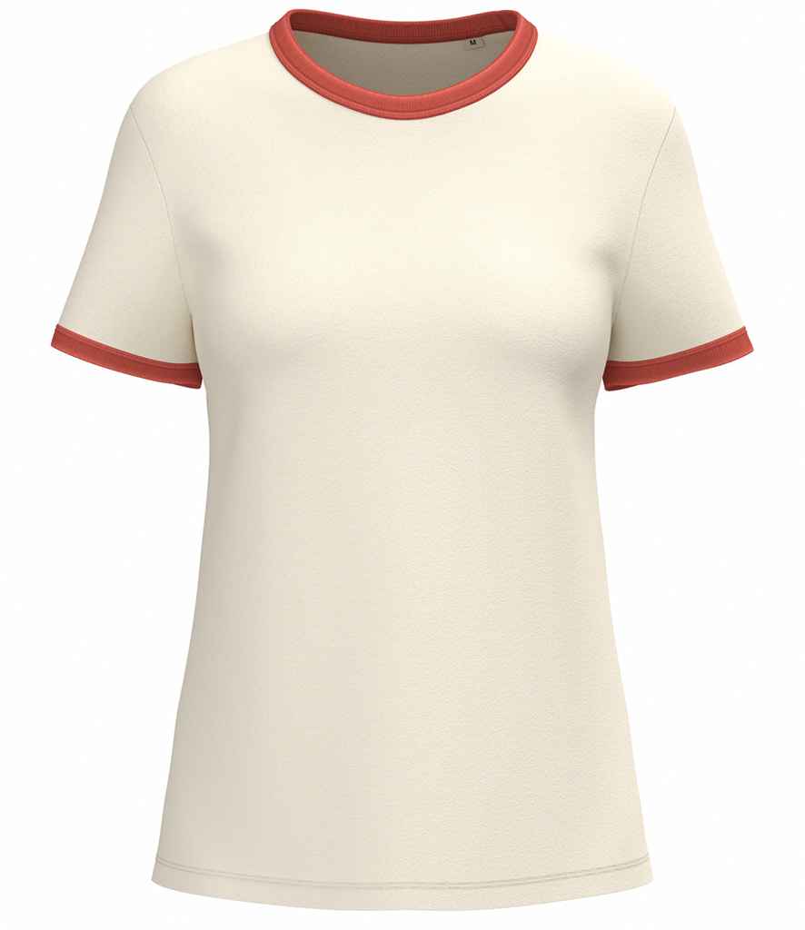 Native Spirit Ladies Ringer T-Shirt - Ivory/Washed Paprika