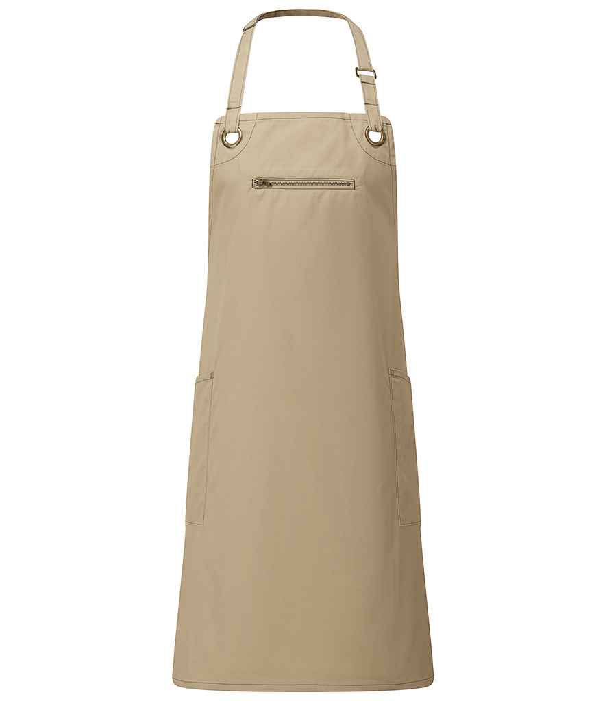Premier Premier Barley Contrast Stitch Bib Apron Khaki/Brown
