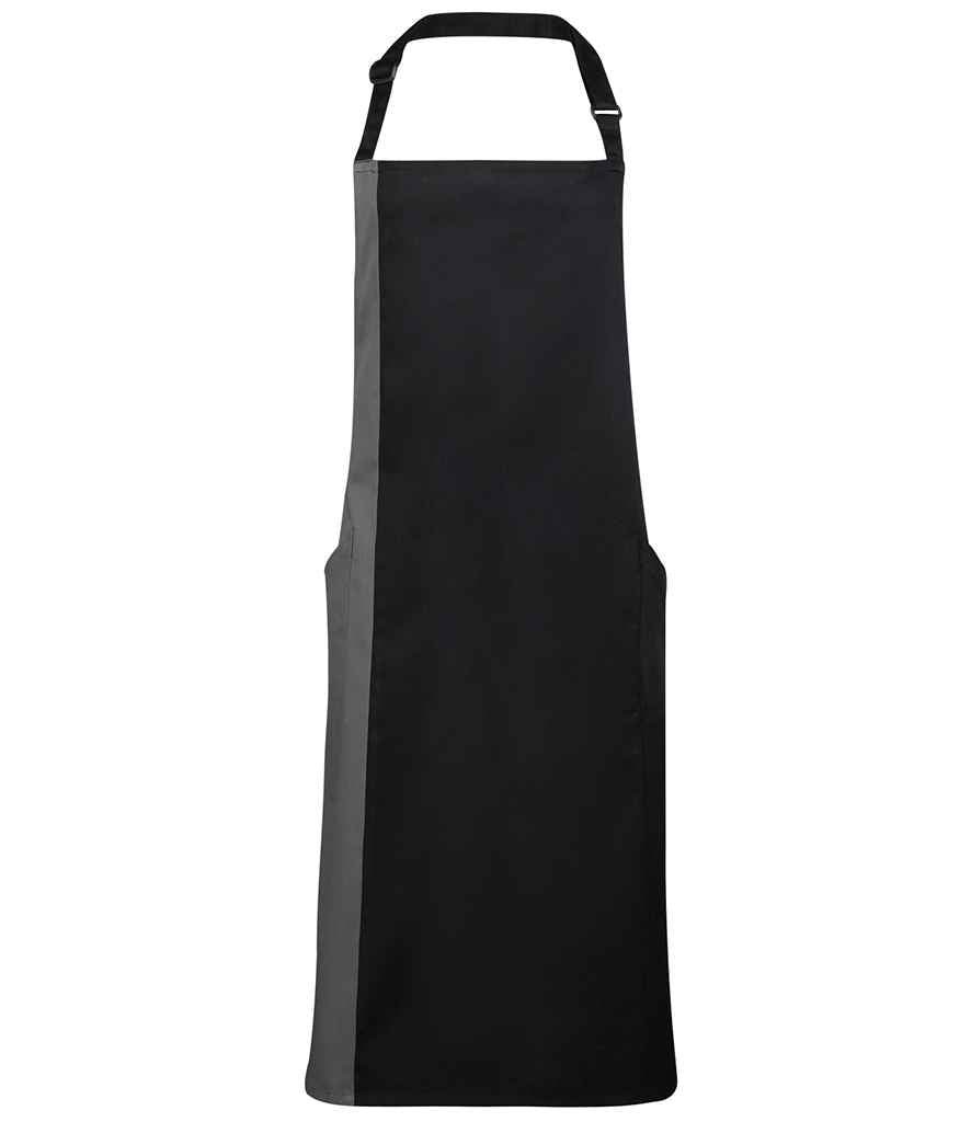 Premier Premier Contrast Bib Apron Black/Dark Grey