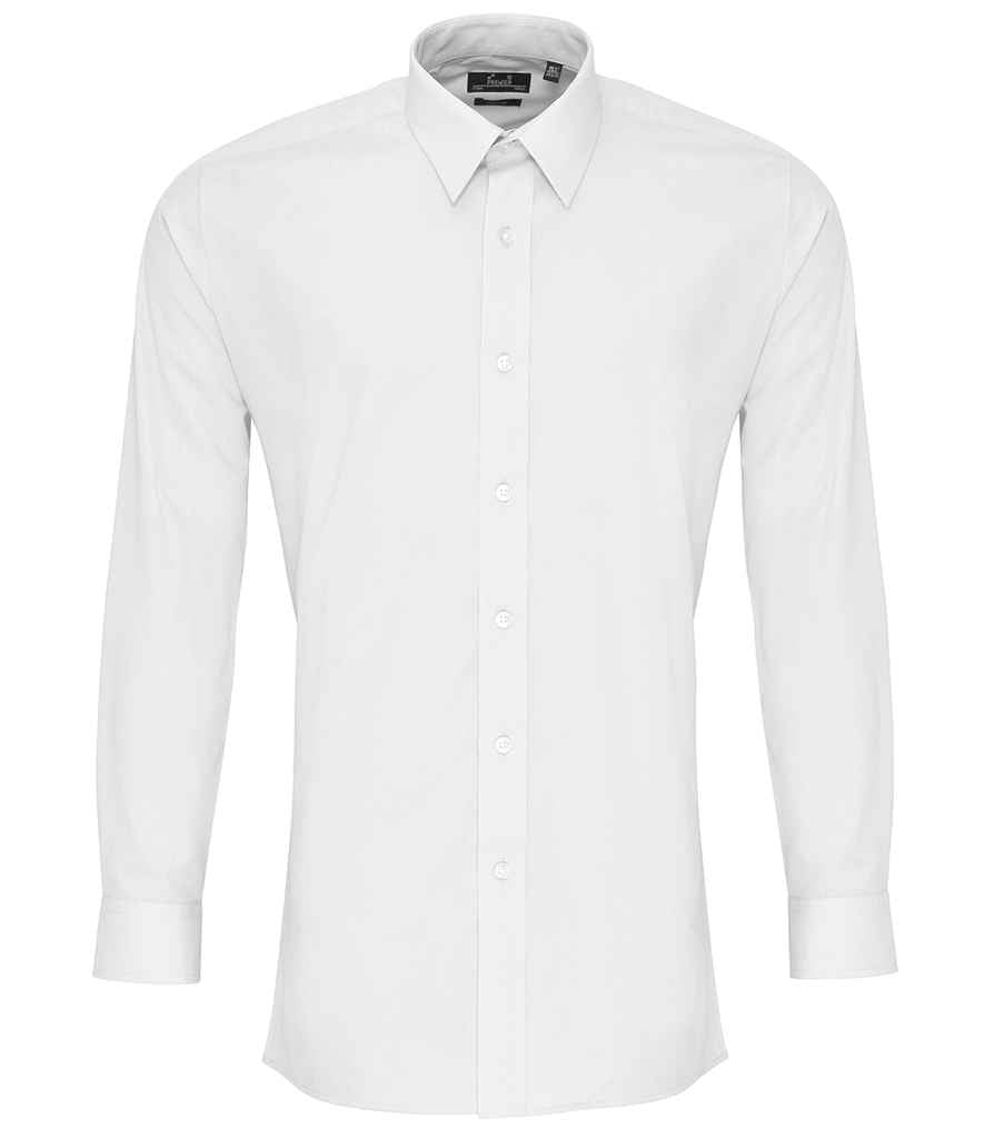 Premier Premier Long Sleeve Fitted Poplin Shirt White