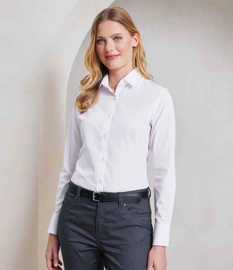 Premier Premier Ladies Recyclight® Long Sleeve Poplin Shirt White