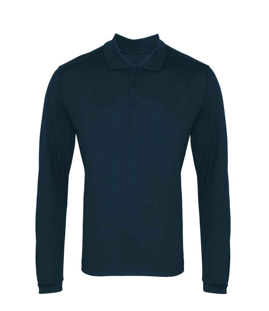 Premier Premier Long Sleeve Coolchecker® Piqué Polo Shirt Navy