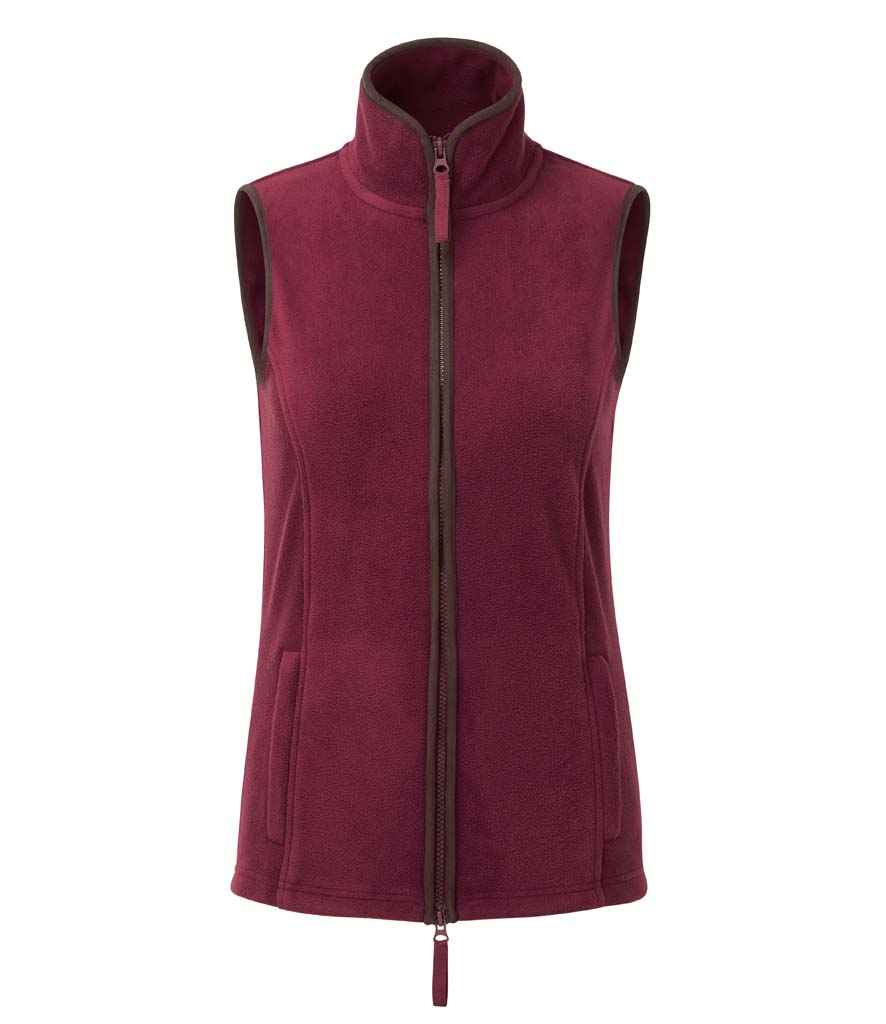 Premier Premier Ladies Artisan Fleece Gilet Burgundy/Brown