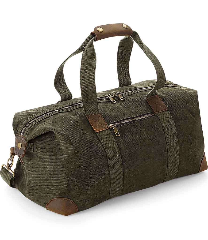 Quadra Quadra Heritage Waxed Canvas Holdall Olive Green