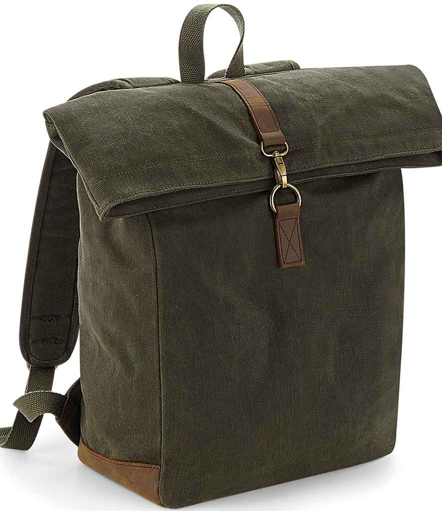 Quadra Quadra Heritage Waxed Canvas Backpack Olive Green