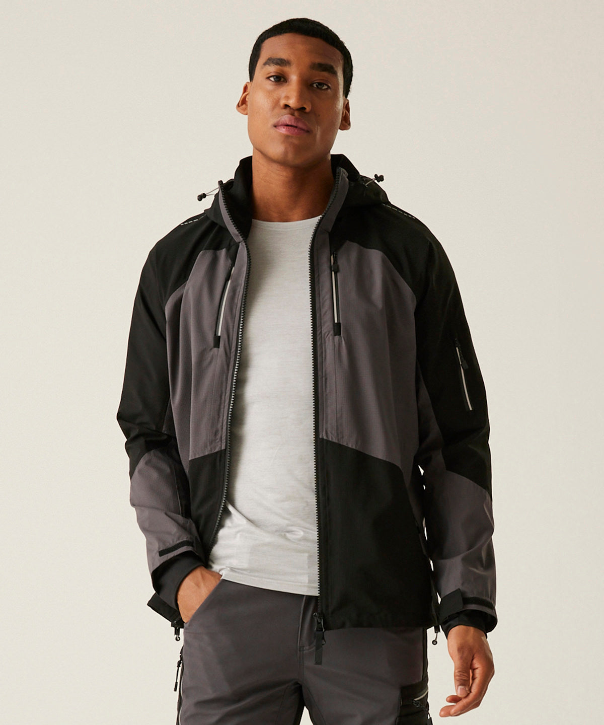 Regatta Professional 4-Tex stretch waterproof shell jacket Slate Grey/Black