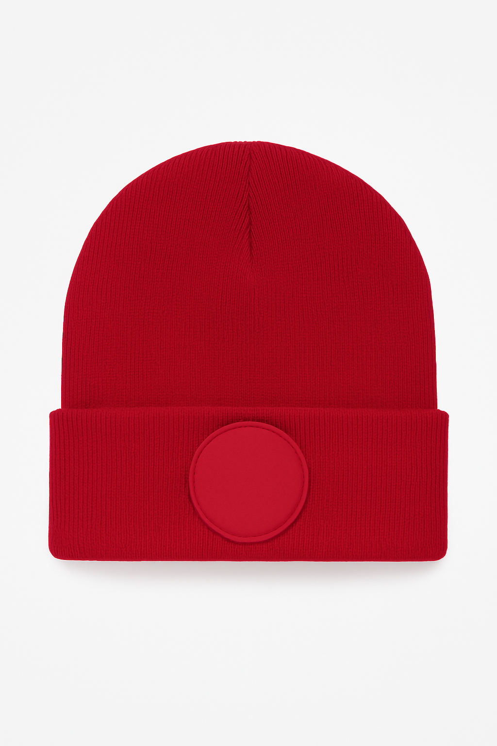 Uneek Circular Patch Beanie Red
